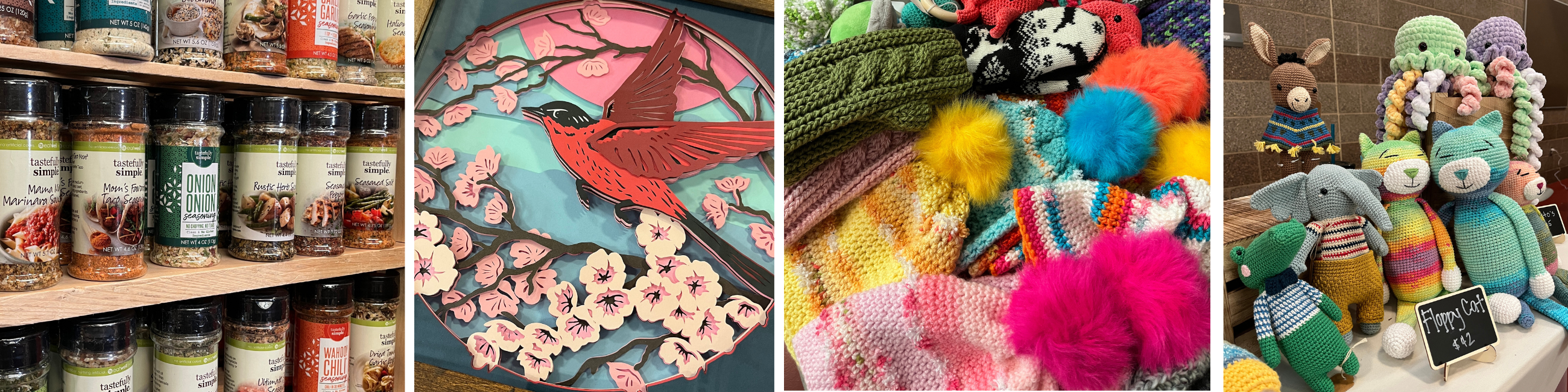 Various crafts available at the craft fair